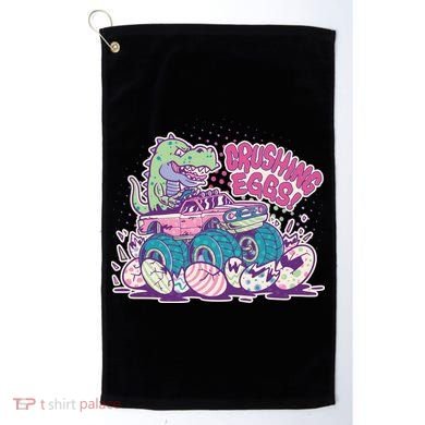 Funny Easter Crushing Eggs TRex Dinosaur Monster Truck Golf Towel