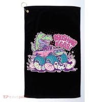 Funny Easter Crushing Eggs TRex Dinosaur Monster Truck Golf Towel thumb 0