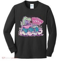 Funny Easter Crushing Eggs TRex Dinosaur Monster Truck Kids Long Sleeve Shirt thumb 0