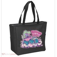 Funny Easter Crushing Eggs TRex Dinosaur Monster Truck Tote Bag thumb 2