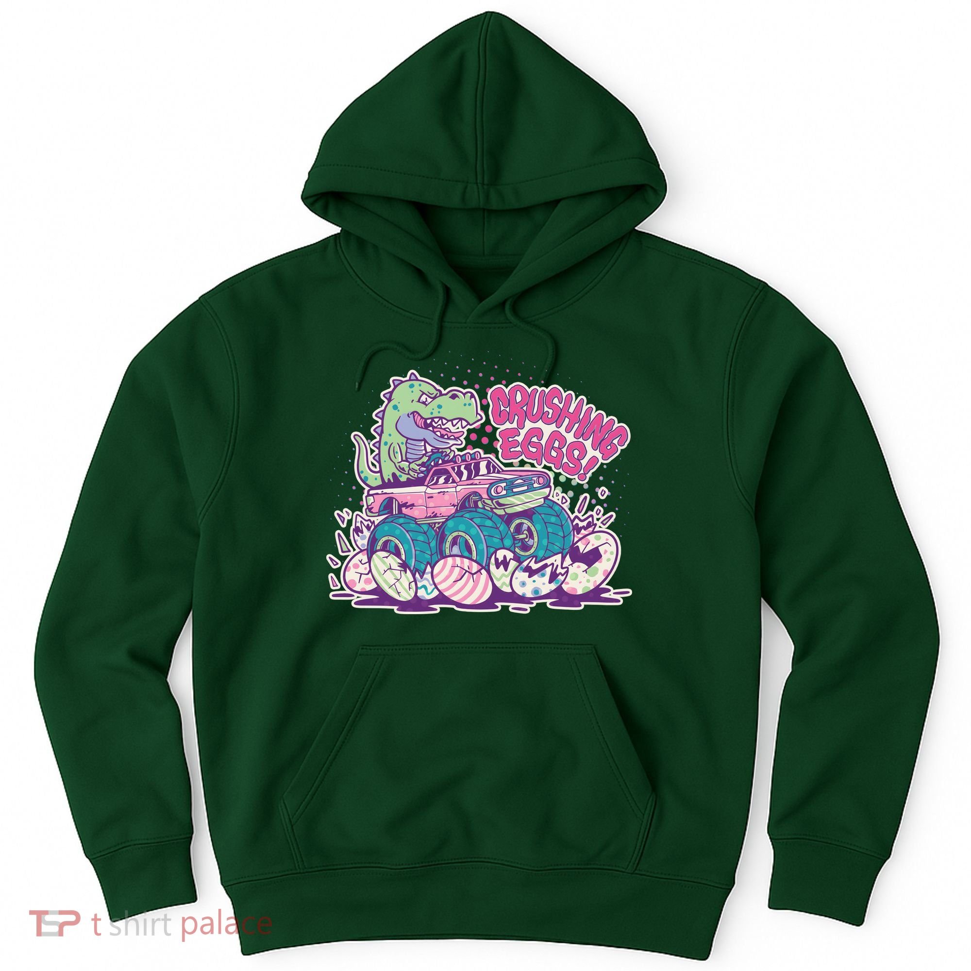 Funny Easter Crushing Eggs TRex Dinosaur Monster Truck Hoodie