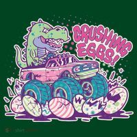 Funny Easter Crushing Eggs TRex Dinosaur Monster Truck Hoodie thumb 7