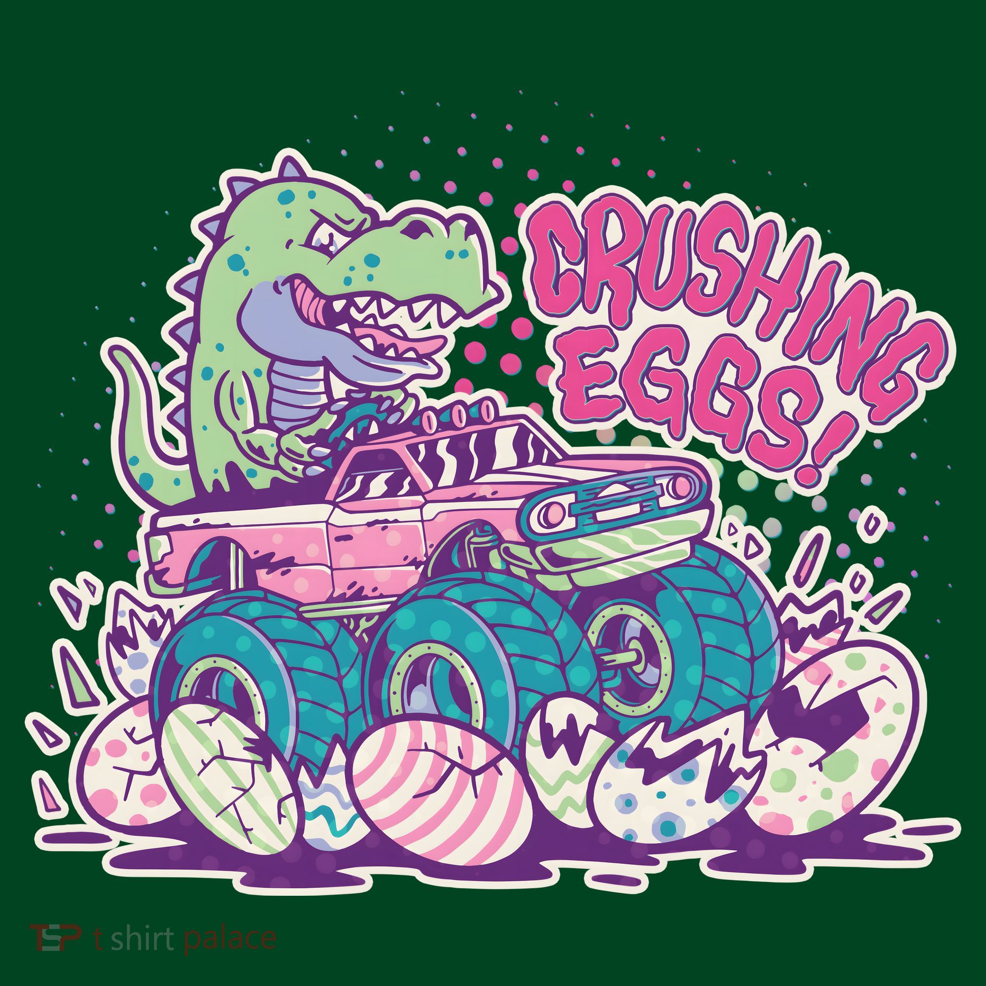 Funny Easter Crushing Eggs TRex Dinosaur Monster Truck Hoodie