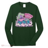 Funny Easter Crushing Eggs TRex Dinosaur Monster Truck Long Sleeve Shirt thumb 0