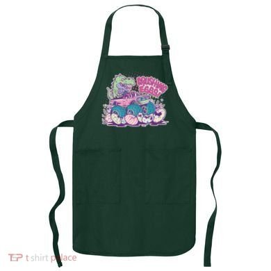 Funny Easter Crushing Eggs TRex Dinosaur Monster Truck Apron