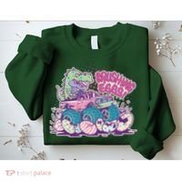 Funny Easter Crushing Eggs TRex Dinosaur Monster Truck Sweatshirt thumb 2