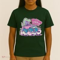 Funny Easter Crushing Eggs TRex Dinosaur Monster Truck T-Shirt thumb 4