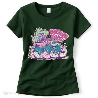 Funny Easter Crushing Eggs TRex Dinosaur Monster Truck Women's T-Shirt