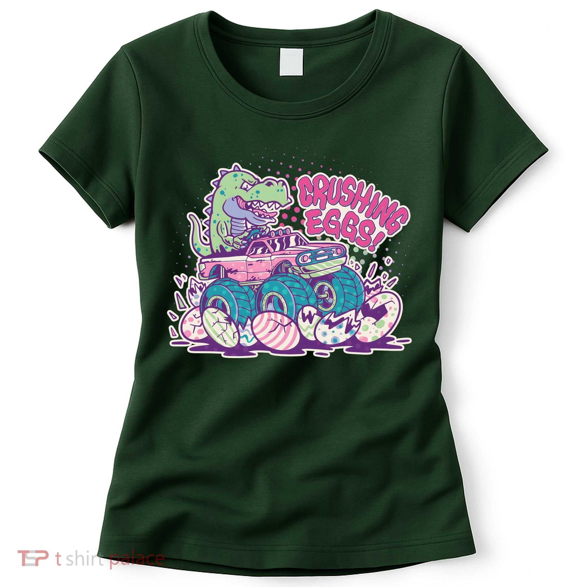 Funny Easter Crushing Eggs TRex Dinosaur Monster Truck Women's T-Shirt
