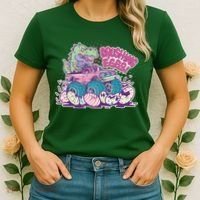 Funny Easter Crushing Eggs TRex Dinosaur Monster Truck Women's T-Shirt thumb 2