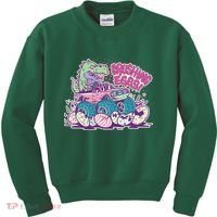Funny Easter Crushing Eggs TRex Dinosaur Monster Truck Kids Sweatshirt thumb 0