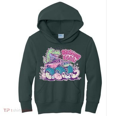 Funny Easter Crushing Eggs TRex Dinosaur Monster Truck Kids Hoodie