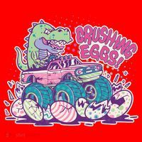 Funny Easter Crushing Eggs TRex Dinosaur Monster Truck Santa Hat thumb 1