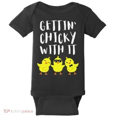 Funny Easter Chick Gettin Chicky With It Baby Bodysuit