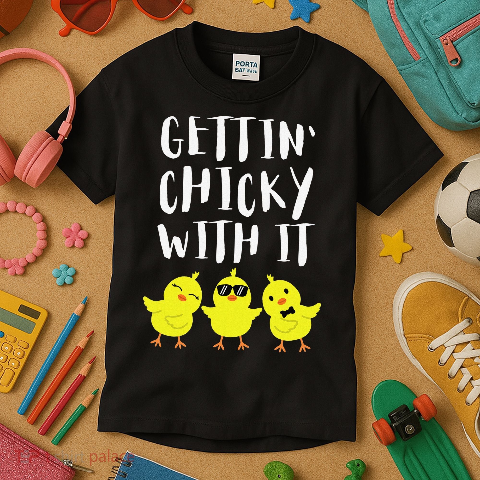 Funny Easter Chick Gettin Chicky With It Kids T-Shirt