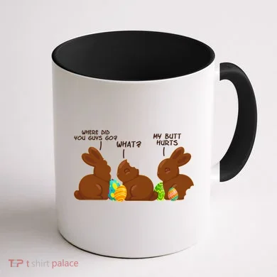 Funny Easter Chocolate Bunny Rabbits Coffee Mug back