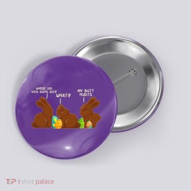 Funny Easter Chocolate Bunny Rabbits Button