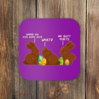 Funny Easter Chocolate Bunny Rabbits Coaster