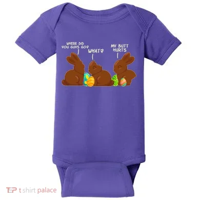 Funny Easter Chocolate Bunny Rabbits Baby Bodysuit