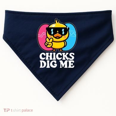 Funny Easter Chicks Dig Me USA-Made Doggie Bandana