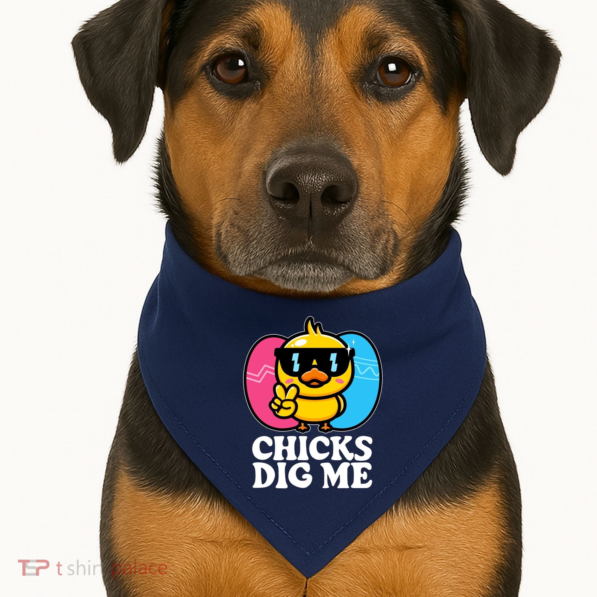 Funny Easter Chicks Dig Me USA-Made Doggie Bandana