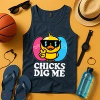Funny Easter Chicks Dig Me Tank Top thumb 4
