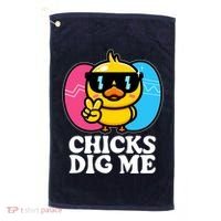 Funny Easter Chicks Dig Me Golf Towel thumb 0