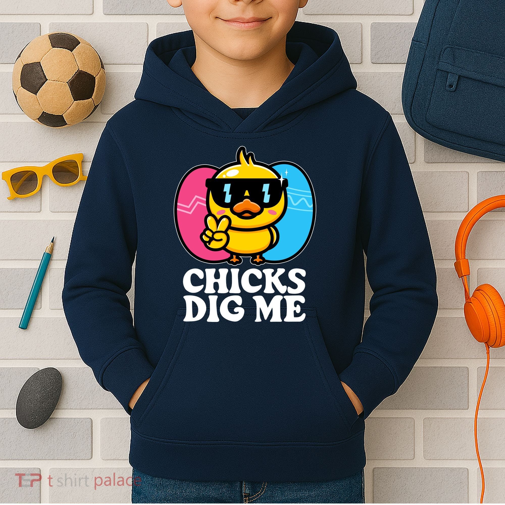 Funny Easter Chicks Dig Me Kids Hoodie