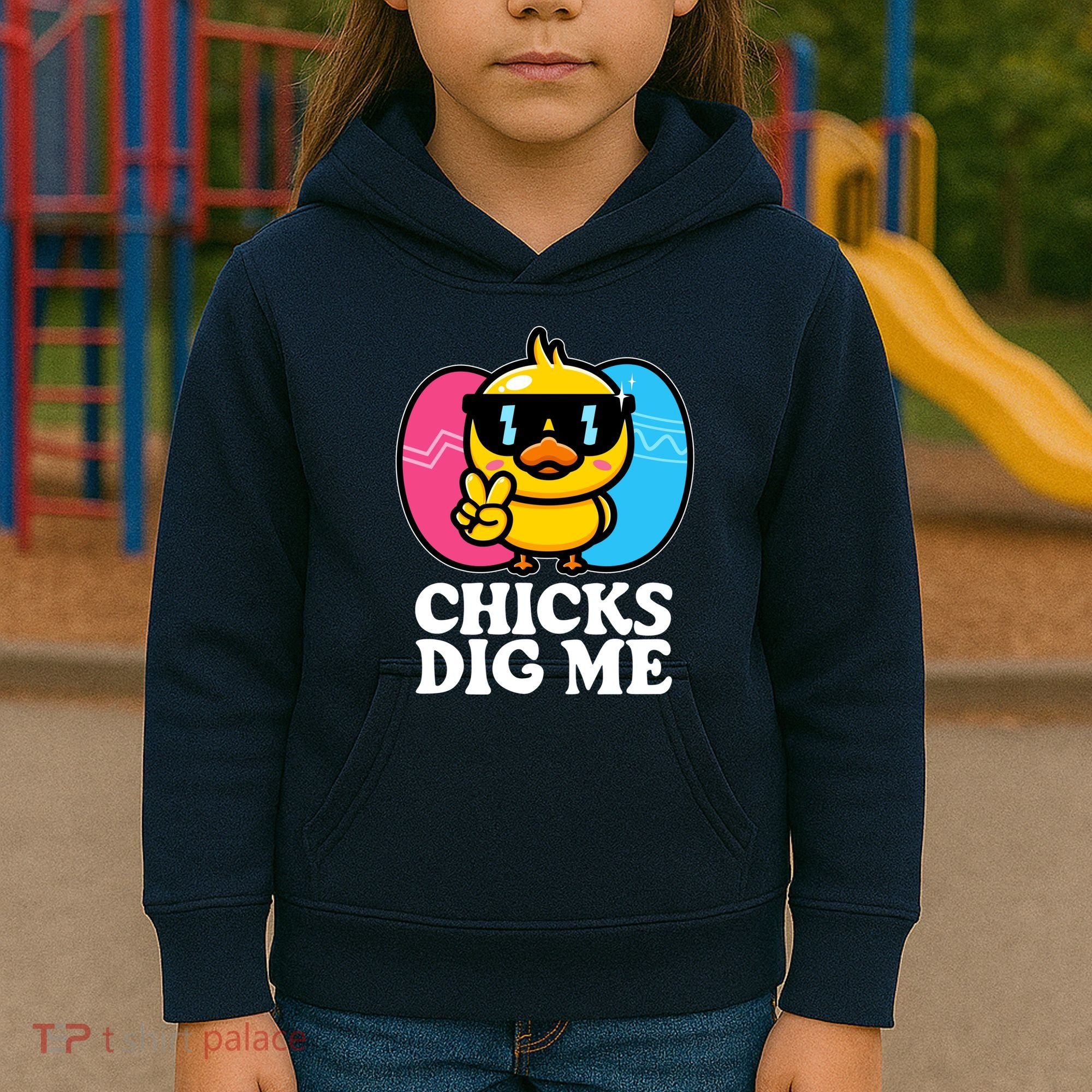Funny Easter Chicks Dig Me Kids Hoodie