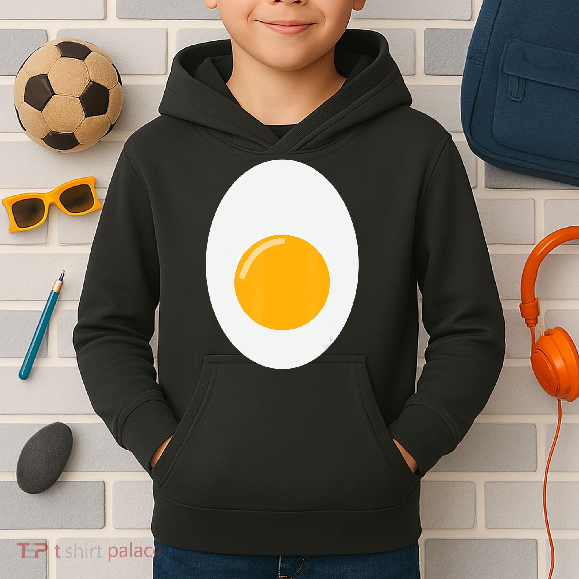 Fried Egg Cute Lazy Halloween Costume Kids Hoodie