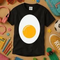 Fried Egg Cute Lazy Halloween Costume Kids T-Shirt thumb 3