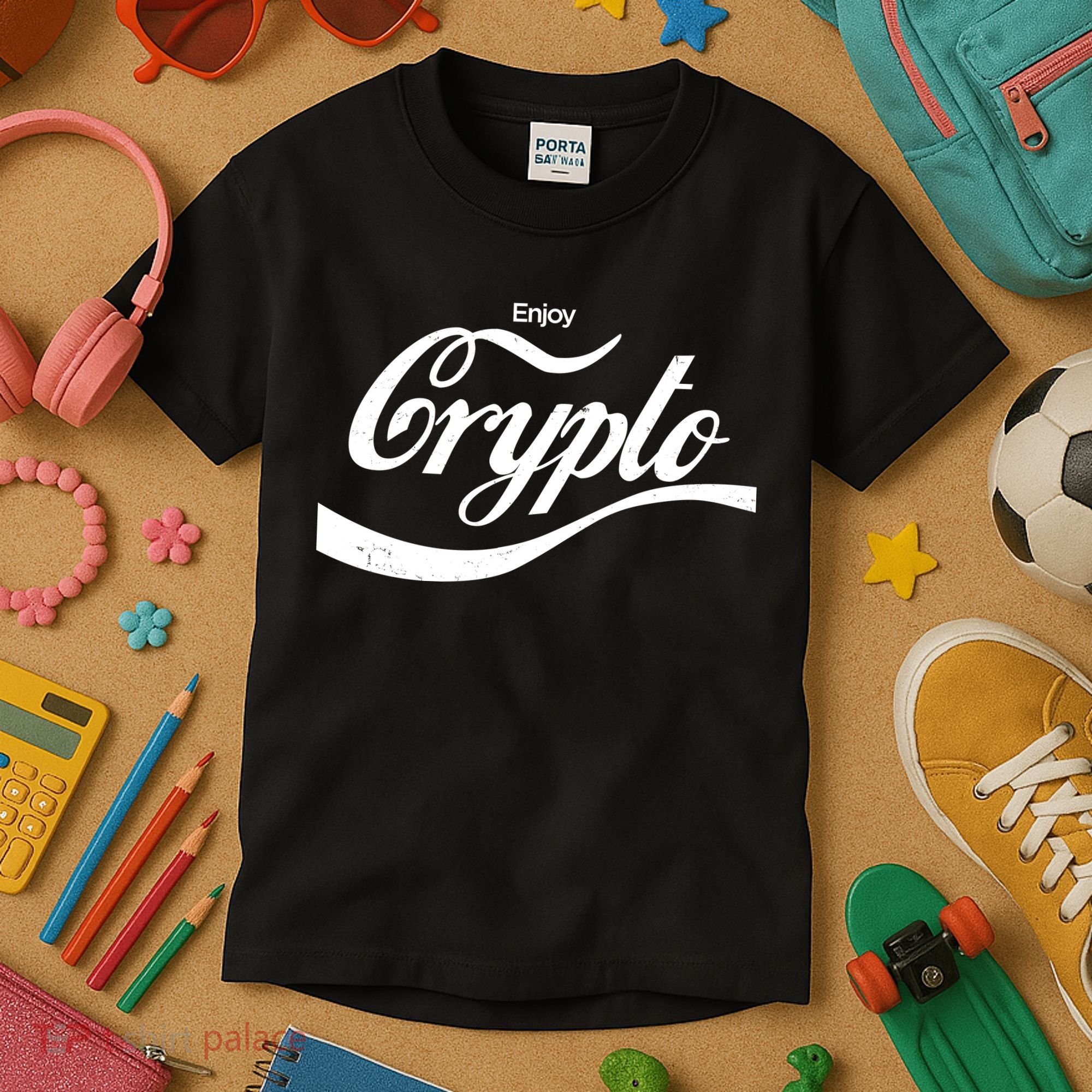 Funny Enjoy Crypto Cola Logo Kids T-Shirt