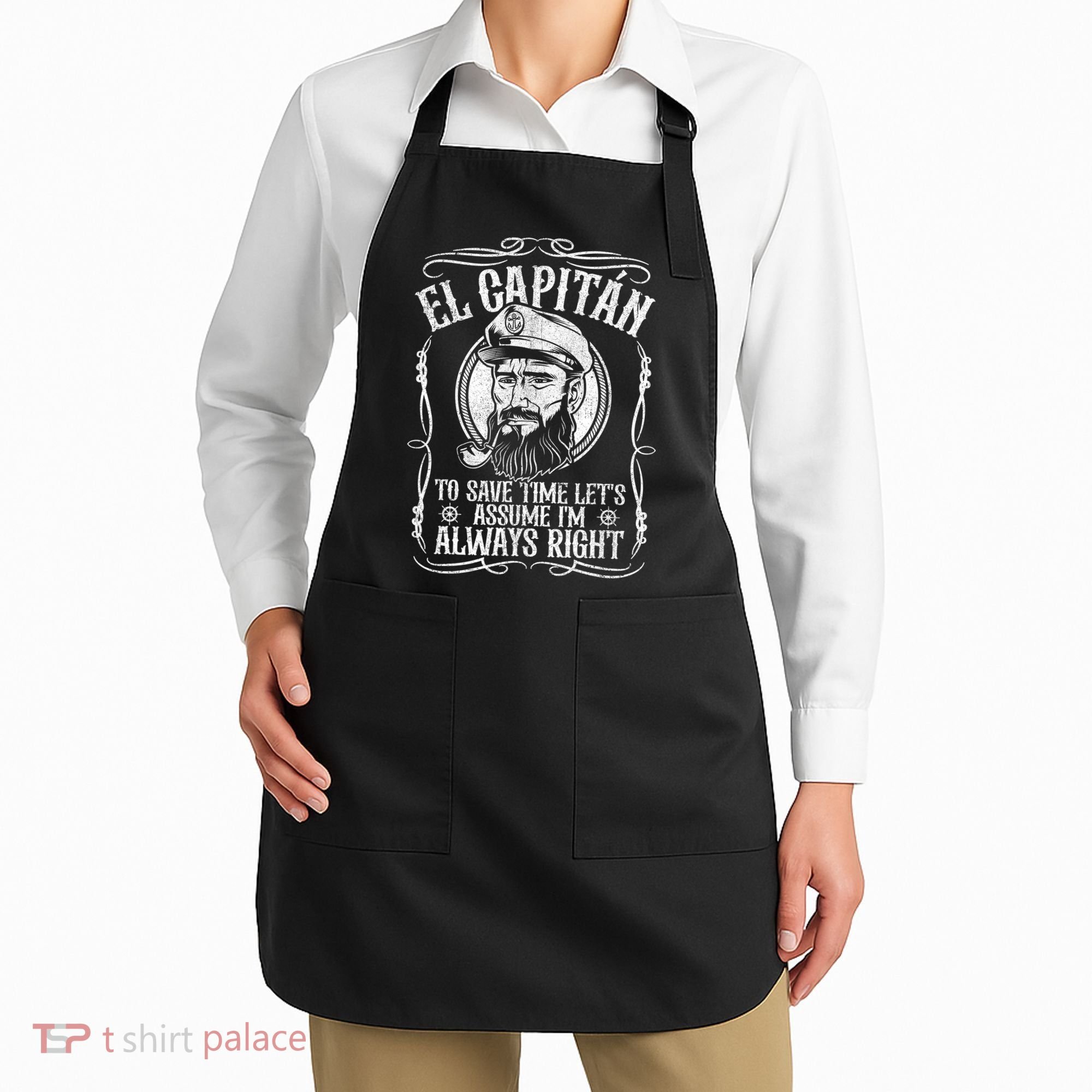 Funny El Capitan Is Always Right Pontoon Boat Captain Gift Apron