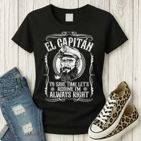 Funny El Capitan Is Always Right Pontoon Boat Captain Gift Women's T-Shirt thumb 3