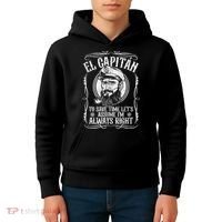 Funny El Capitan Is Always Right Pontoon Boat Captain Gift Kids Hoodie thumb 4