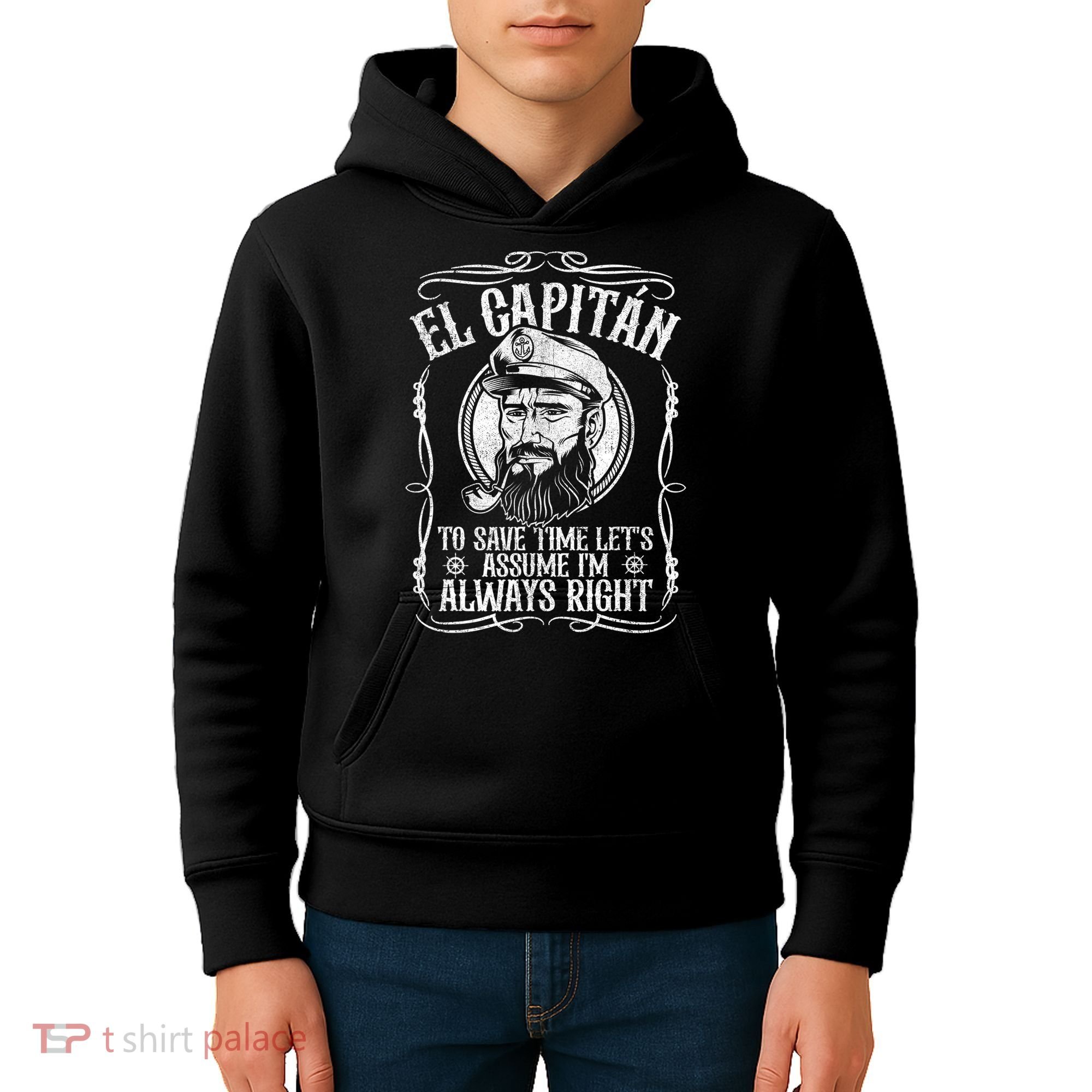 Funny El Capitan Is Always Right Pontoon Boat Captain Gift Kids Hoodie