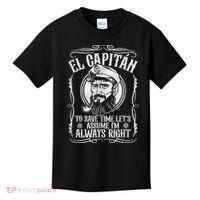 Funny El Capitan Is Always Right Pontoon Boat Captain Gift Kids T-Shirt thumb 0