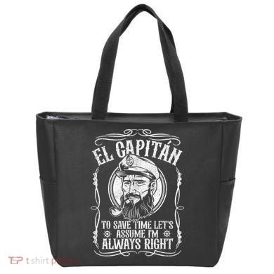 Funny El Capitan Is Always Right Pontoon Boat Captain Gift Tote Bag