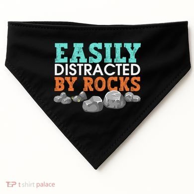 Funny Easily Distracted By Rocks Cool Humor Geology Rocks USA-Made Doggie Bandana