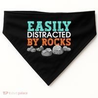 Funny Easily Distracted By Rocks Cool Humor Geology Rocks USA-Made Doggie Bandana thumb 0