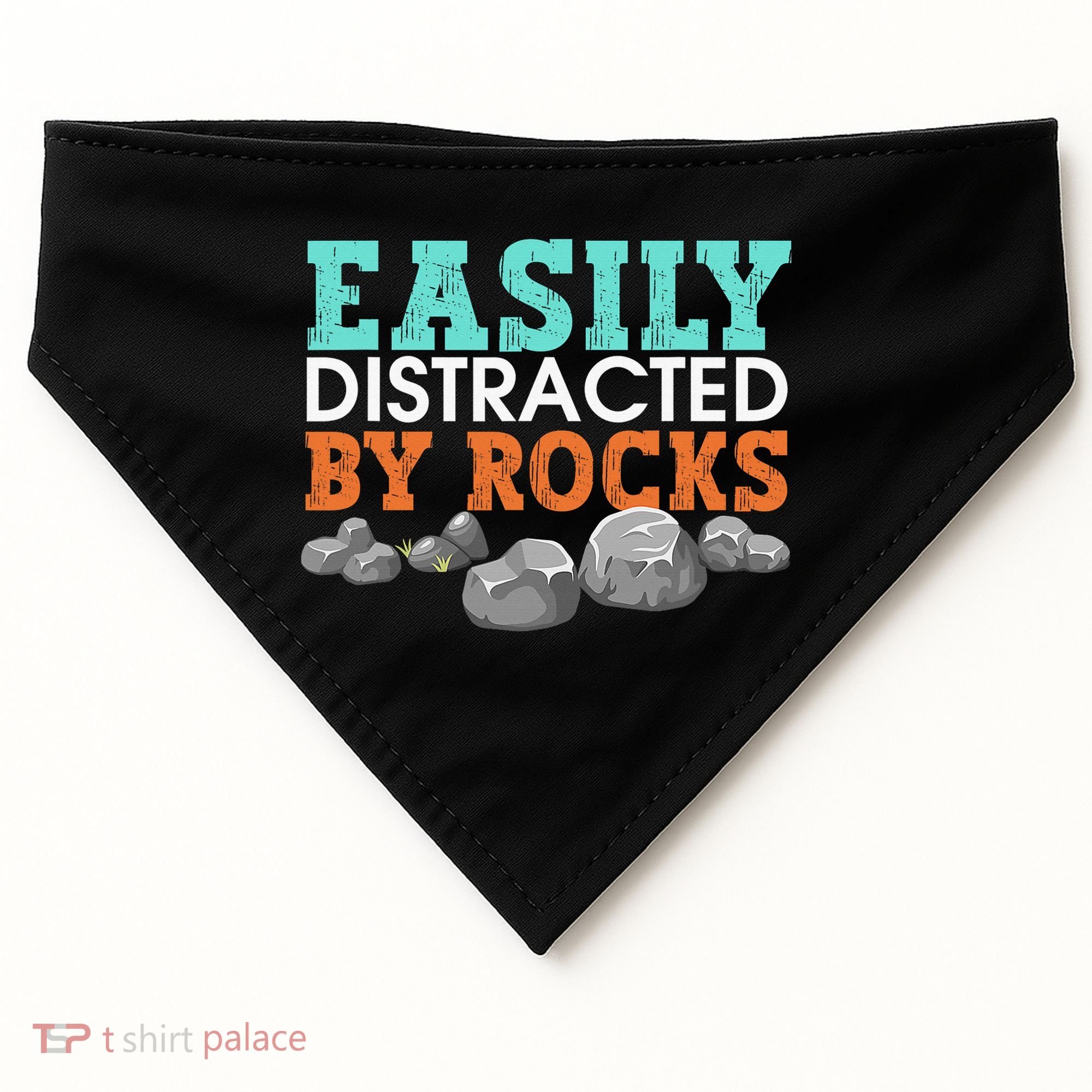 Funny Easily Distracted By Rocks Cool Humor Geology Rocks USA-Made Doggie Bandana
