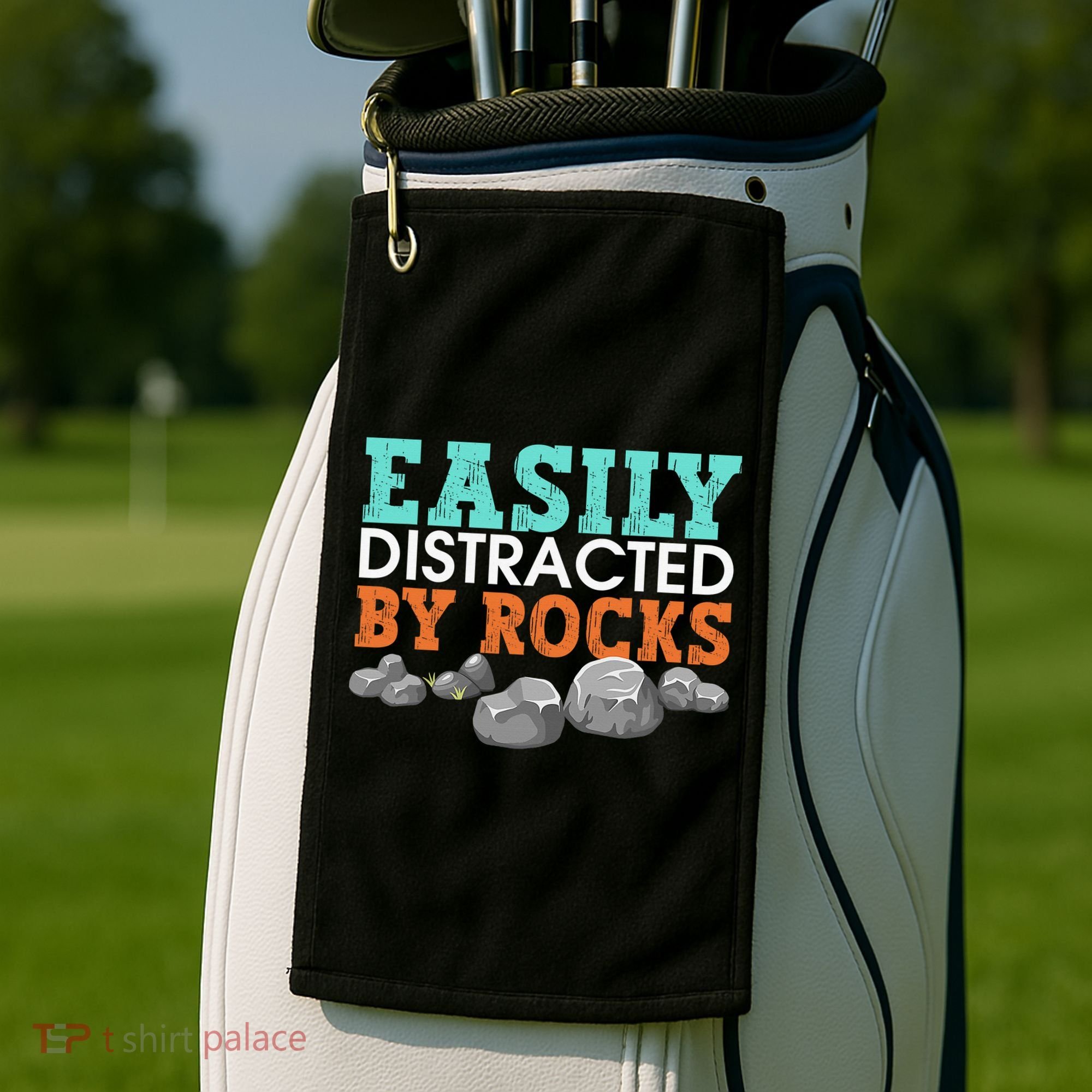 Funny Easily Distracted By Rocks Cool Humor Geology Rocks Golf Towel