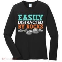 Funny Easily Distracted By Rocks Cool Humor Geology Rocks Women's Long Sleeve Shirt thumb 0