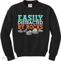 Funny Easily Distracted By Rocks Cool Humor Geology Rocks Kids Sweatshirt thumb 0