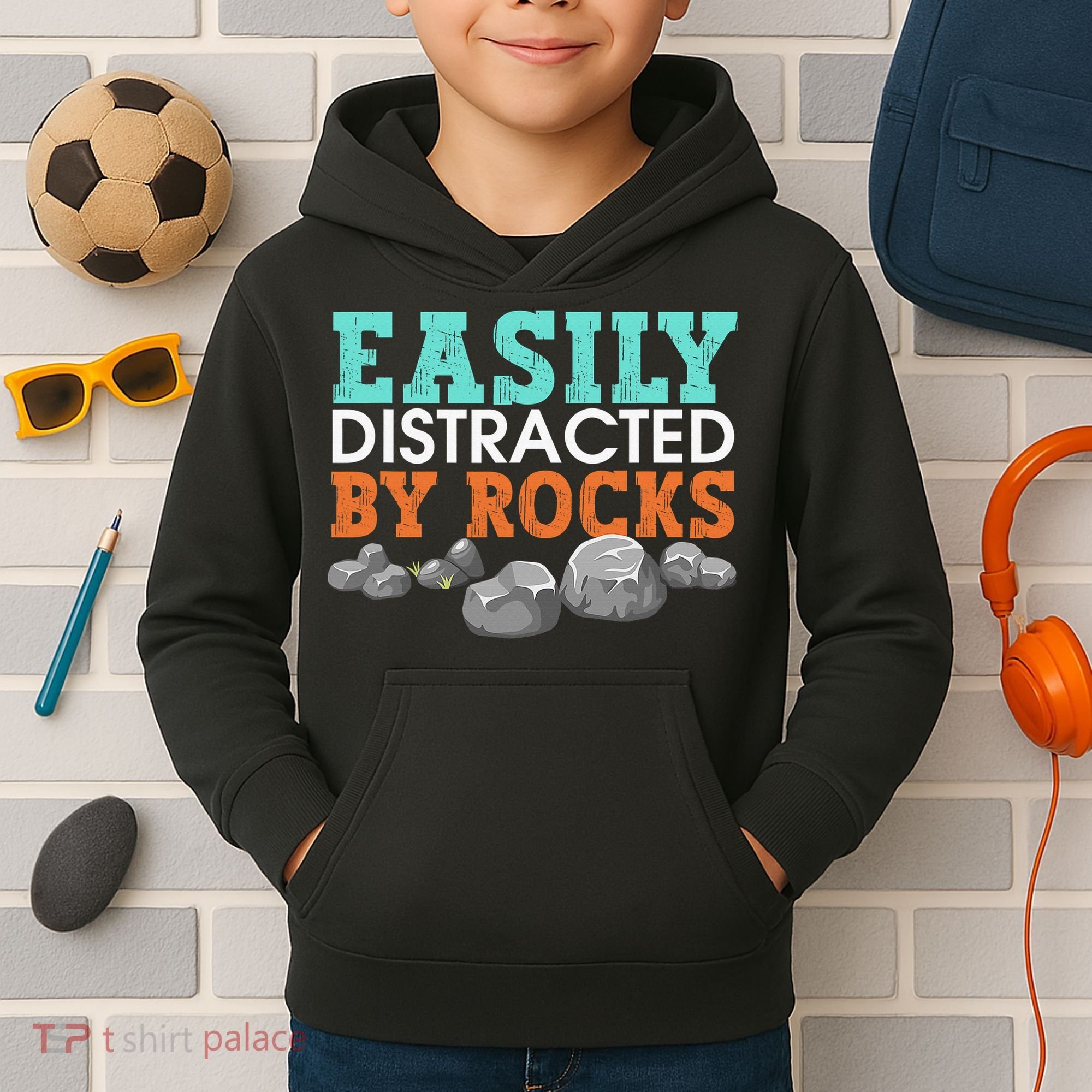 Funny Easily Distracted By Rocks Cool Humor Geology Rocks Kids Hoodie