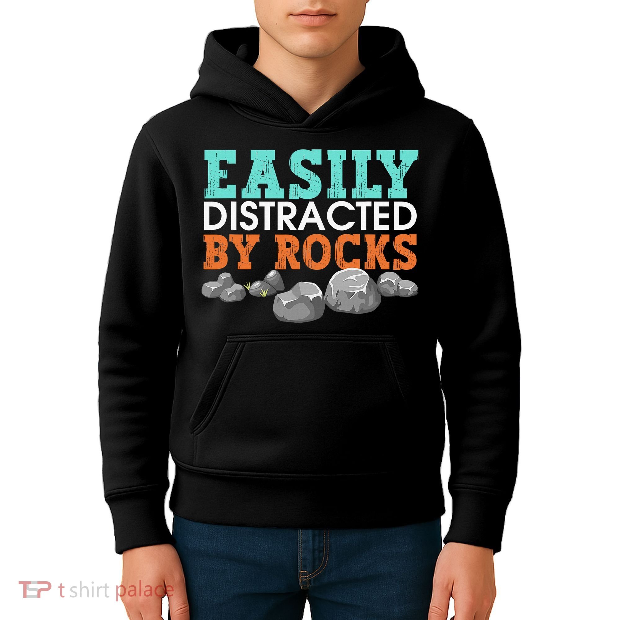 Funny Easily Distracted By Rocks Cool Humor Geology Rocks Kids Hoodie