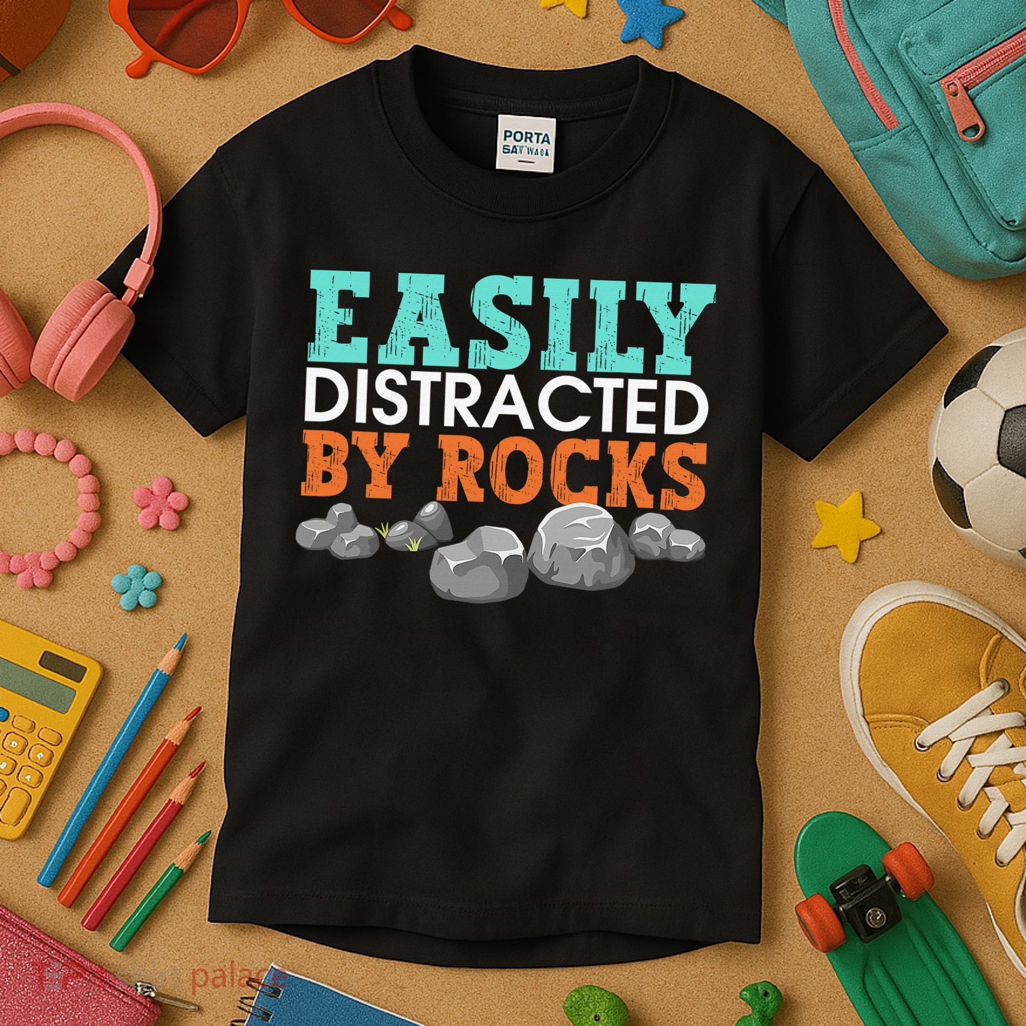 Funny Easily Distracted By Rocks Cool Humor Geology Rocks Kids T-Shirt