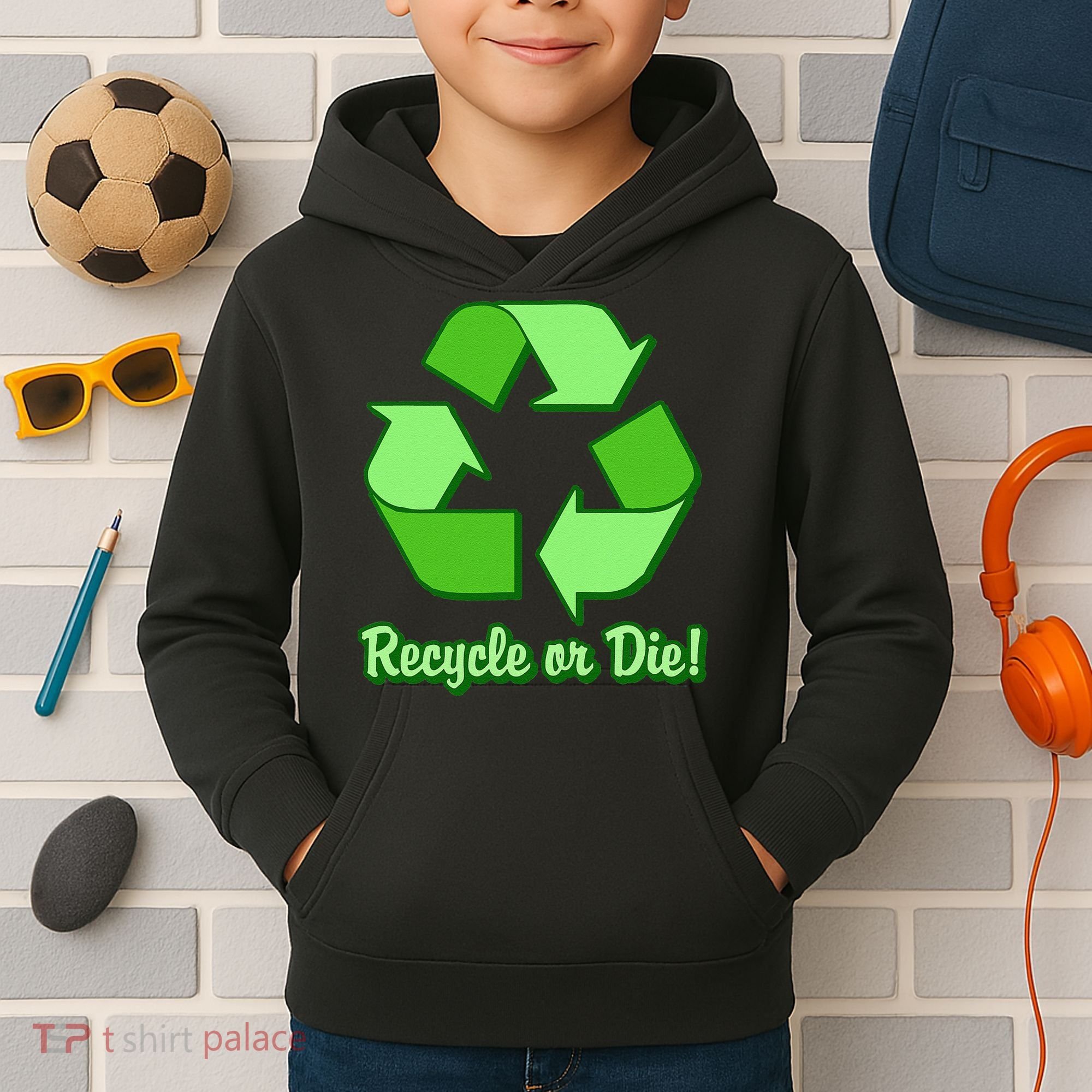 Funny Earth Day Recycle Or Die Kids Hoodie