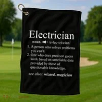 Funny Electrician Definition Electrical Engineer Gift Golf Towel thumb 1
