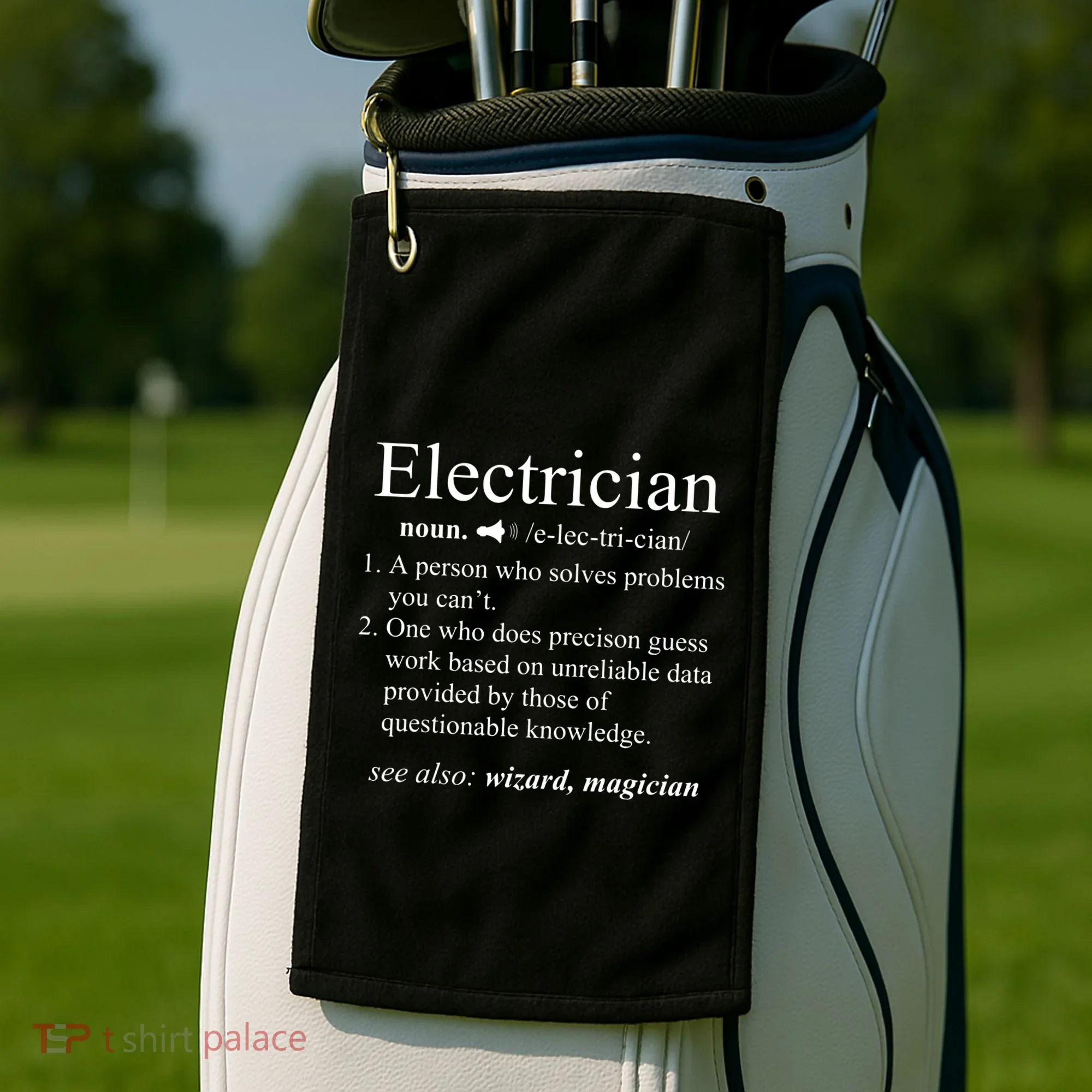 Funny Electrician Definition Electrical Engineer Gift Golf Towel